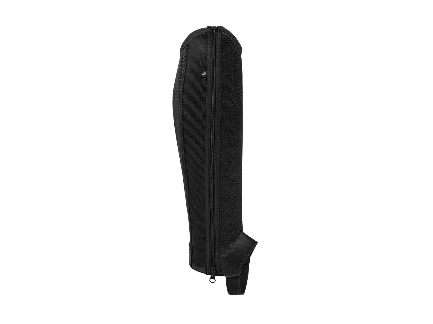 Mini-chap FOUGANZA 100 noire en mesh, avec fermeture et sous-pied visibles.